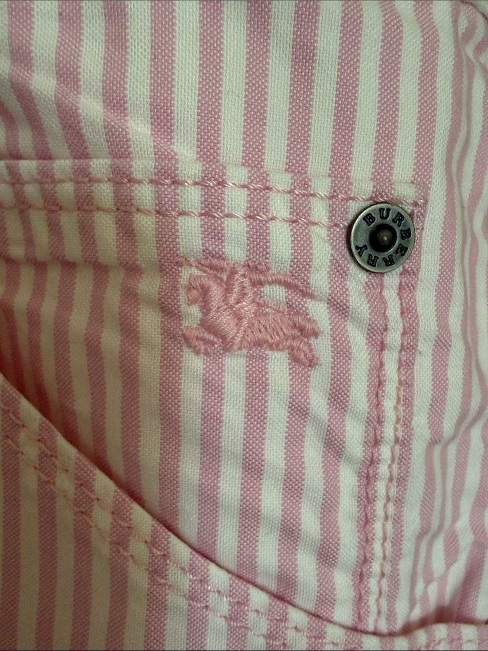 Burberry 💗💗Pink & White Pinstripe Straight-Leg Pants